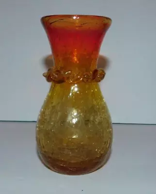 Buy Neat Vintage Amber Color Crackle Glass Design 5  Vase • 9.42£
