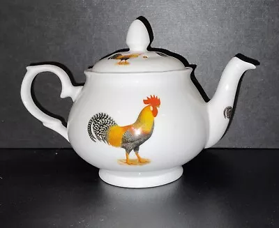 Buy Fine Bone China Teapot, 16 Fluid Ounce, White With Cockerel / Rooster Pattern • 19.99£