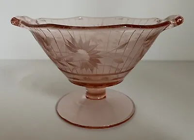 Buy Pink Depression Glass Etched Compote 5 Inches Diameter • 23.85£