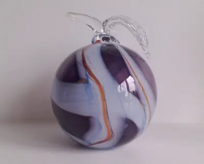 Buy Murano Style Abstract Art Glass Apple Sculpture Ornament Purple Blue Orange • 18.99£