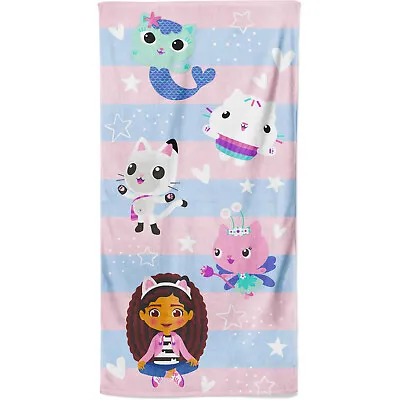 Buy Gabby's Dollhouse Beach Bath Towel For Kids 100% Cotton Stripe Pandy Paw Mercat • 14.90£
