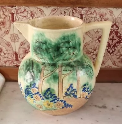 Buy Hand Painted Art Deco Jug By Price Kensington Pottery Trees & Flowers A/F • 16£