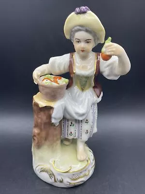 Buy Dresden Porcelain Lady Figurine Basket Of Apples Germany • 129.70£