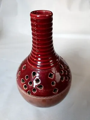 Buy Hand Made Burmantofts Replica Burgundy Glaze Bottle Vase • 25£