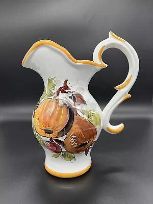 Buy Hand Painted Pitcher Made In Italy Exclusive Lefton Fruit Leaves White Yellow • 18.73£