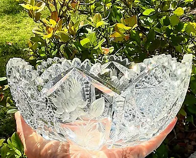 Buy Hawkes American Brilliant Cut Glass 9  Bowl Beautiful Hobstar & Thistle Pattern  • 74.83£