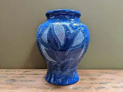 Buy Hand Sculpted Blue Vase By C.H. Brannam Barum Pottery • 265£