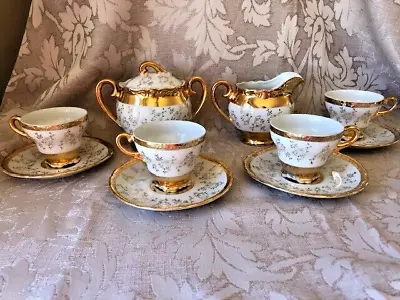 Buy Vintage Demitasse/Tea Set Sterling China Japan Gold Floral Design  11 Piece Set • 30.36£