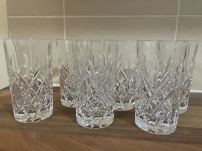 Buy Set Of 6 Vintage Heavy Clear Lead Crystal Tumbler Glasses 14cm • 31£