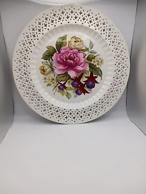 Buy Vtg Leedsware Open Weave Plate Spring Blooming  Flowers 10.5  Spring Pink Flower • 28.36£