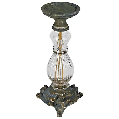 Buy 26cm Antique Gold Glass Metal French Votive Pillar Candle Holder Dinner Table • 31.95£