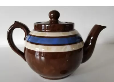 Buy Vintage Arthur Wood Teapot - Mottled Brown Turquoise Blue & Tan Stripe - England • 18.97£