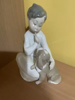Buy Lladro Figurine Boy With Dog 4522. In Excellent Condition Shh Quiet Puppy • 19.99£