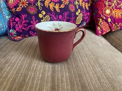 Buy Clarice Cliff Burgundy Gold And White Floral Design Coffee Cup • 18£