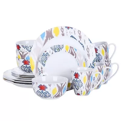 Buy 16pc Dinner Set Porcelain Dinnerware Plates Bowls Mugs Serving Dish For 4 Multi • 49.95£