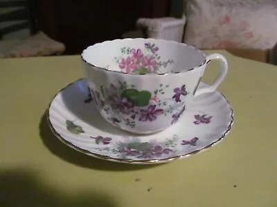 Buy Adderley Teacup And Saucer Purple Floral Teacup England Vintage • 13.73£
