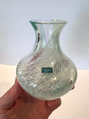 Buy Caithness Crystal Glass Vase Scotland Bud Vase Turquoise White Blown Glass • 36.43£
