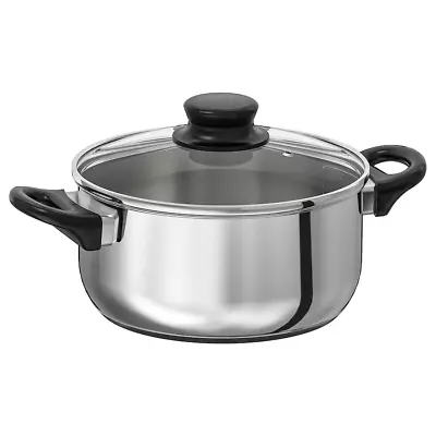 Buy IKEA Large Stock Pot Saucepan Cooking Pot With Glass Lid Aluminum • 11.99£
