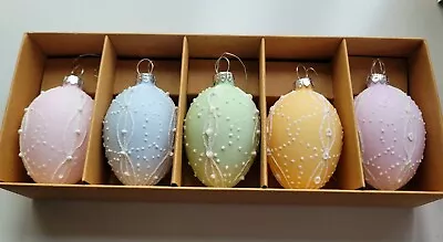 Buy 5 X Glass Pastel Egg Easter Hanging Swirl Decoration Pink, Yellow, Green, Blue  • 15£