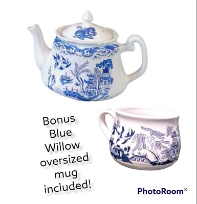 Buy Vintage Blue And White Price Kensington Potteries Teapot Made In Burslem England • 26.85£