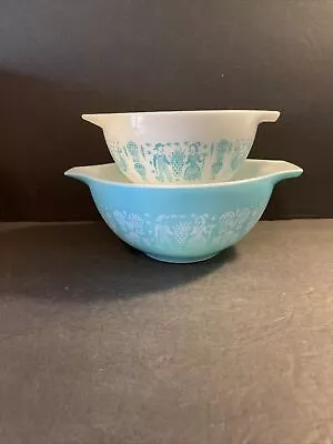 Buy Pyrex Amish Butterprint Turquoise Cinderella Mixing Bowls Set Of 2. #441, #442 • 94.50£
