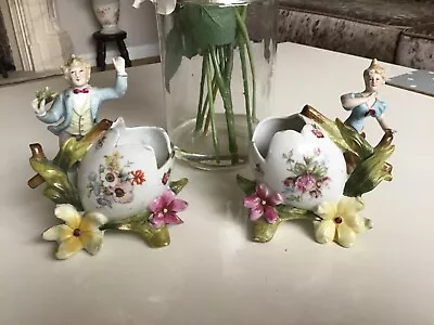 Buy Pair Of Vintage German  Easter Egg Vases China Figurines Of Lovers • 4.99£