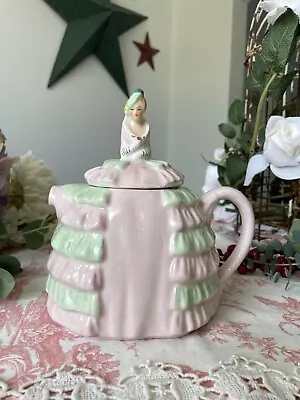 Buy Vintage 1930s Sadler Ye Daintee Ladyee Teapot Pink Green Crinoline Lady Tea Pot • 40£