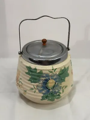Buy Vintage 1940s Bradley Brentleigh Of England Floral Design Ridged Biscuit Jar • 70.82£