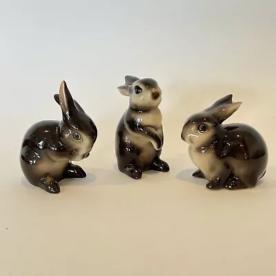 Buy Vintage Goebel W. Germany Bunnies Rabbits Figurines Brown Set Of 3 • 42.62£