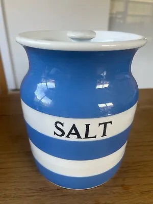 Buy Vintage Green & Co Cornishware Salt Jar With Lid  - Gresley Bottom Mark • 1.04£