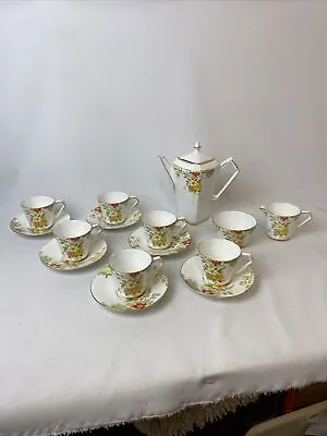 Buy Wellington China Tea Set 15 Pieces Tea Pot Cups Saucers Jug Vintage Art Deco • 39.99£