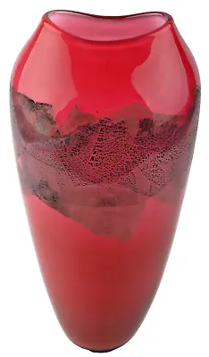 Buy SIGWARTH Art GLASS Studio Silver Leaf Ruby/Sliverl Vase Medium Hand Blown New • 192.14£