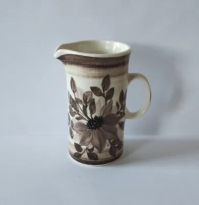 Buy Vintage Mid Century Jersey Pottery Milk Jug - Hand Painted Brown Floral Design • 3£