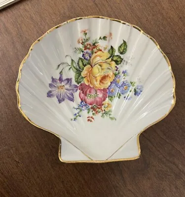 Buy Vintage Limoges 5-1/2  Shell Shaped Porcelain Candy Dish Multicolored Flowers  • 7.23£