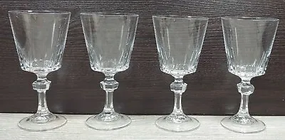 Buy Crystal Glassware Clear Collector Old Oversized Stem Wine Glass Set Of 4 Vintage • 11.25£