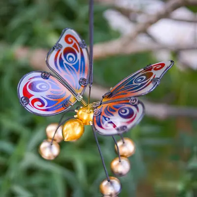 Buy Glass Wing Fancy Butterfly Bobbin' Bells - Gold - Wind Chimes Hanging Ornament • 6.99£