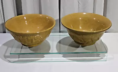 Buy Two Total Antique Yellow Ware Medium Mixing Bowls  9.25  X 4  High Each Bowl • 85.38£