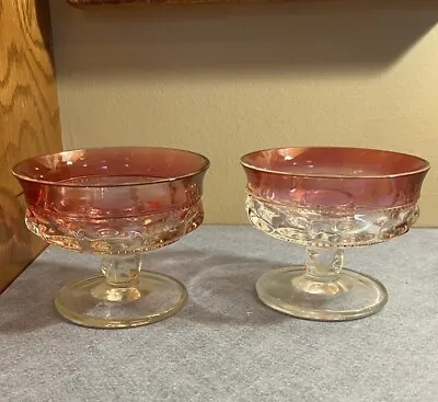 Buy 2 VTG Kings Crown Stemmed Candle Stick Holders Tiffin Thumbprint Ruby Red Flash • 15.43£