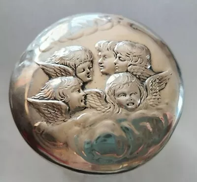 Buy Glass Pot With Silver Lid, Cherubs Attractive • 29£