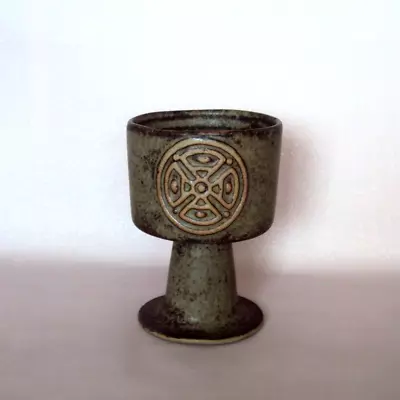 Buy Tremar Pottery Vintage Goblet. Celtic Design. Stoneware, Hand Thrown. 12.5 Cm. • 11£