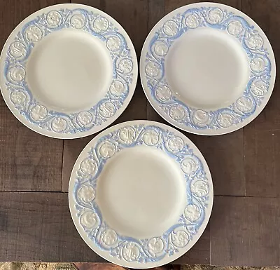 Buy Set Of 3 Wedgwood Patrician Kingston Blue And White 10.5” Dinner Plates C.1946. • 24.93£