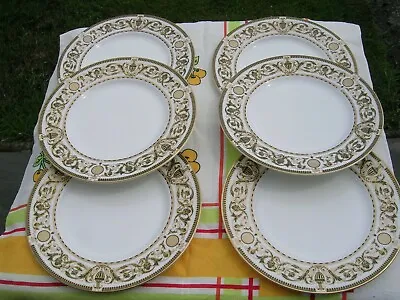 Buy 6 Royal Worcester  Windsor Pattern  Dinner Plates Gold & Green • 90£