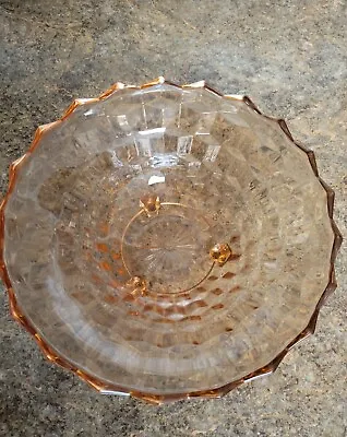 Buy  Vintage  Pink Depression Glass 3 Footed Bowl 10  Dia • 18.97£