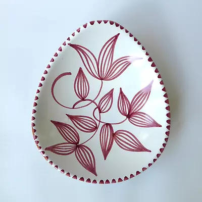 Buy Vintage Norwegian Pottery Flower Bowl. Ceramic Signed 730/E Norway Dish Deep Red • 10£