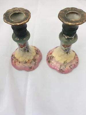 Buy Antique Hand Painted Candlesticks EPC Pottery Hanley  • 22£