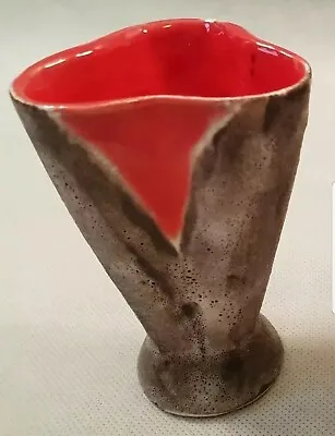 Buy Vintage Vallauris French Pottery Vases Triangular Brown Red 1950s 1960s • 24.99£