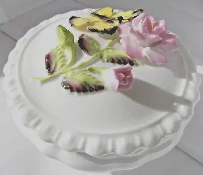 Buy TRINKET POT WITH LID Vintage COALPORT Branded China Ceramic 3D Raised Flowers  • 6.99£