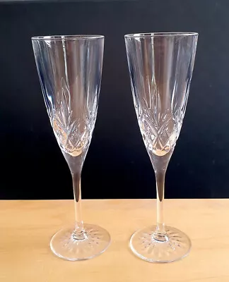 Buy Vintage Thomas Webb Crystal Cut Glass Champagne Flutes Glasses X 2 • 18£