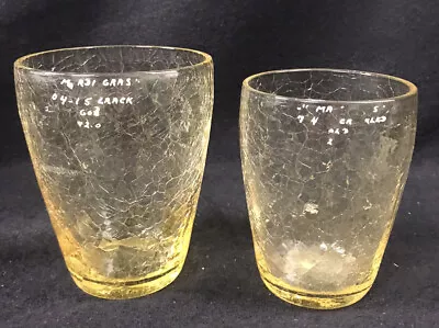 Buy 2 Bryce Brothers Glass Tumblers Salesman Sample? Crackle Mardi Gras Citron MCM • 67.50£