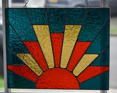 Buy Art Deco Style Stained Glass Sunrise / Sunburst Panel Handmade In England • 136.50£